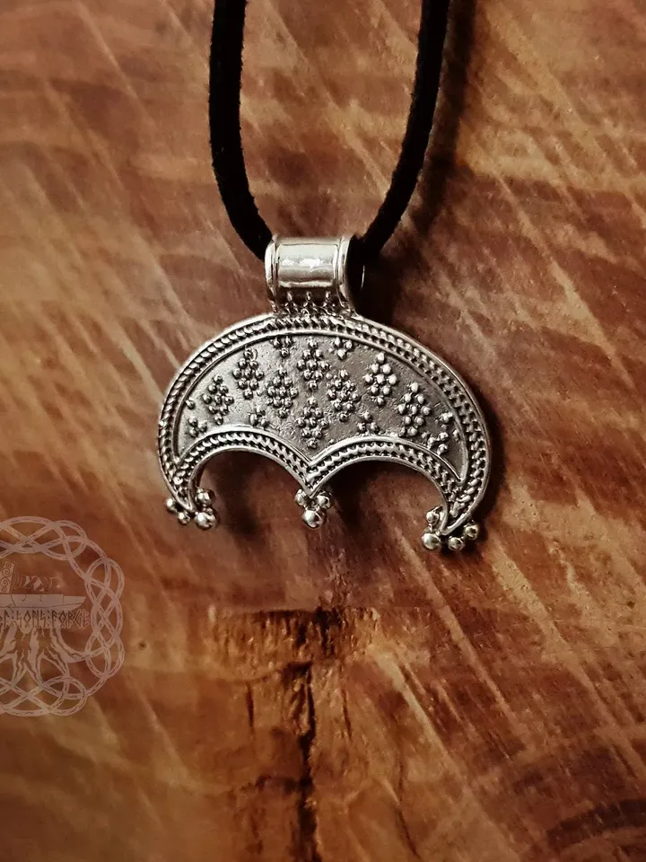 Viking Lunula Pendant, Sterling Silver Lunula Necklace, Viking Jewelry For Women, Norse necklace, Viking Pendant, Viking Women