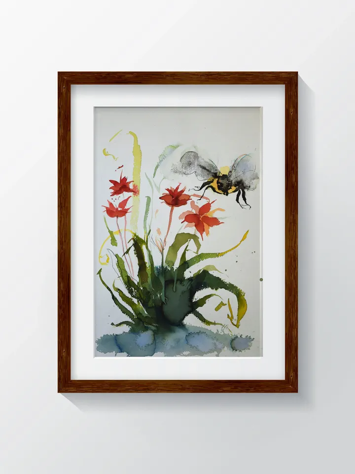 Watercolor Paints, Bee Painting, Floral Painting, Botanical Wall Art, Honey Bee, Watercolor Art, Watercolor Illustration, Nursery Wall Art,