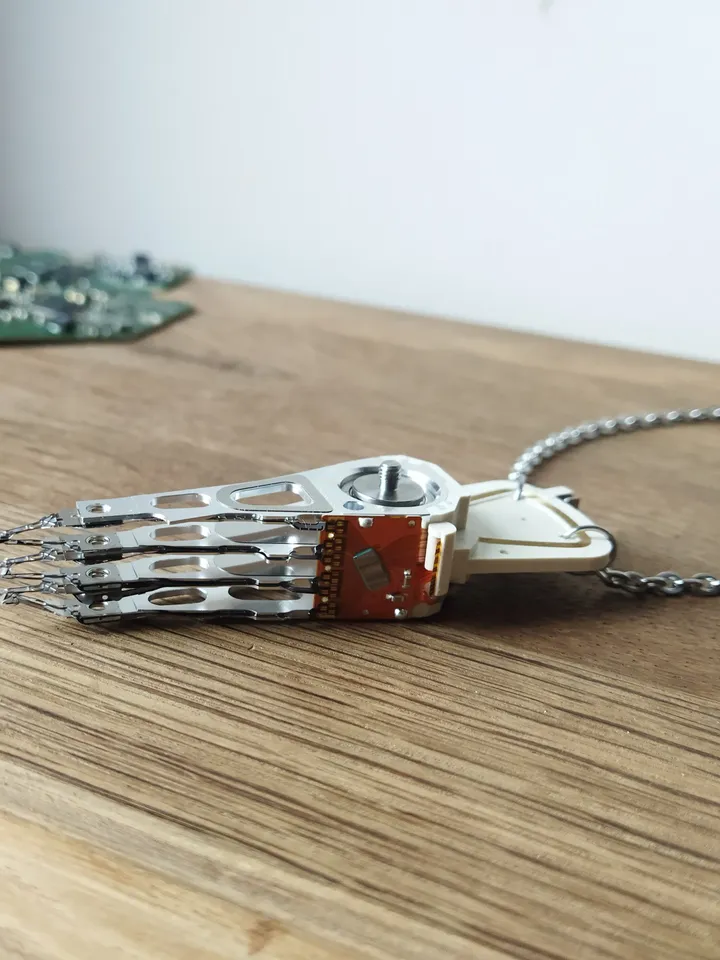 Cyberpunk necklace for him Actuator necklace recycled Cybercore pendant with chain Cybertech jewelry