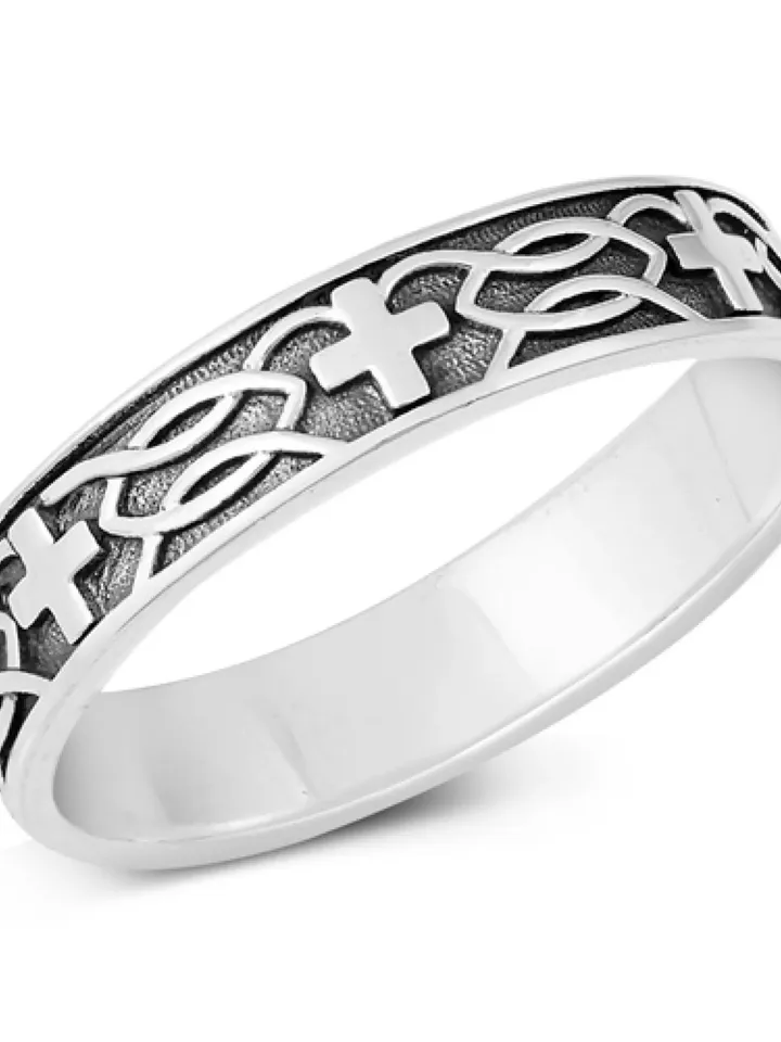 Sterling Silver Cross Ring, First Communion Gift, Confirmation Gift, Cross Ring for Children, Religious Jewelry Women and Men Size 4 to 10
