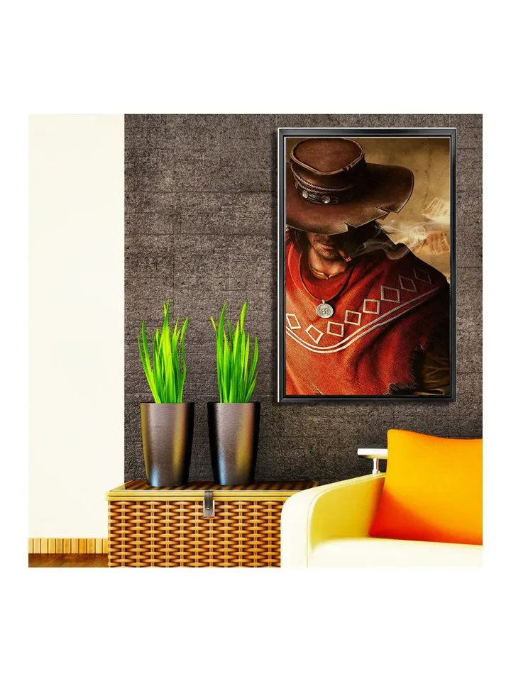 Cowboy Print on Canvas , Floating Frame Option, Modern Wall Art, Extra Large Canvas Wall Art