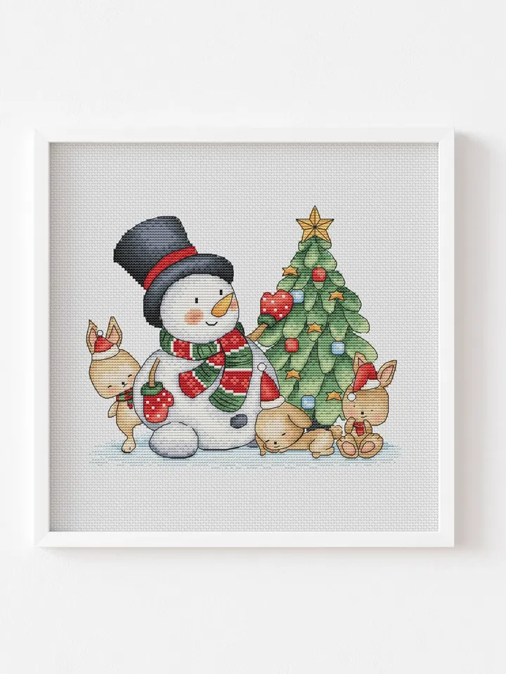Merry Christmas Cross Stitch Pattern PDF, Bunny Counted Cross Stitch, Cute Rabbit Embroidery Instant Download Digital PDF File