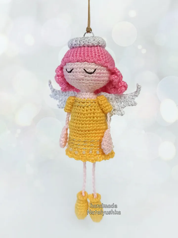 Hanging Guardian Angel girl, keychain, Birthday gift, Decoration Angel, Christmas gift, Nursery decor.