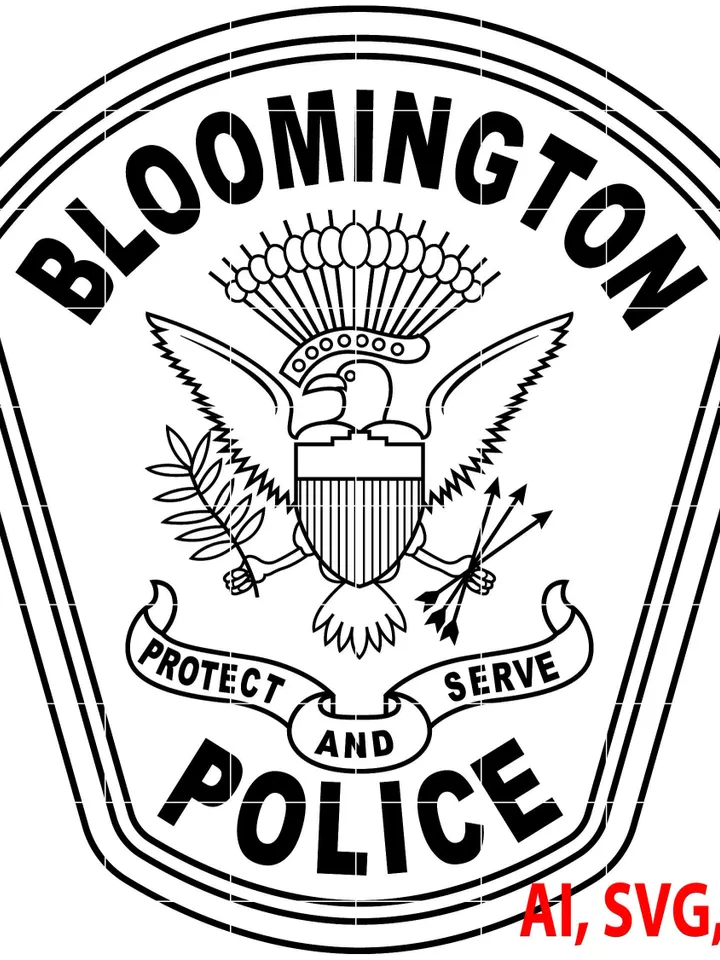 Bloomington Police Badge, Logo, Seal, Custom, Ai, Vector, SVG, DXF, PNG, Digital