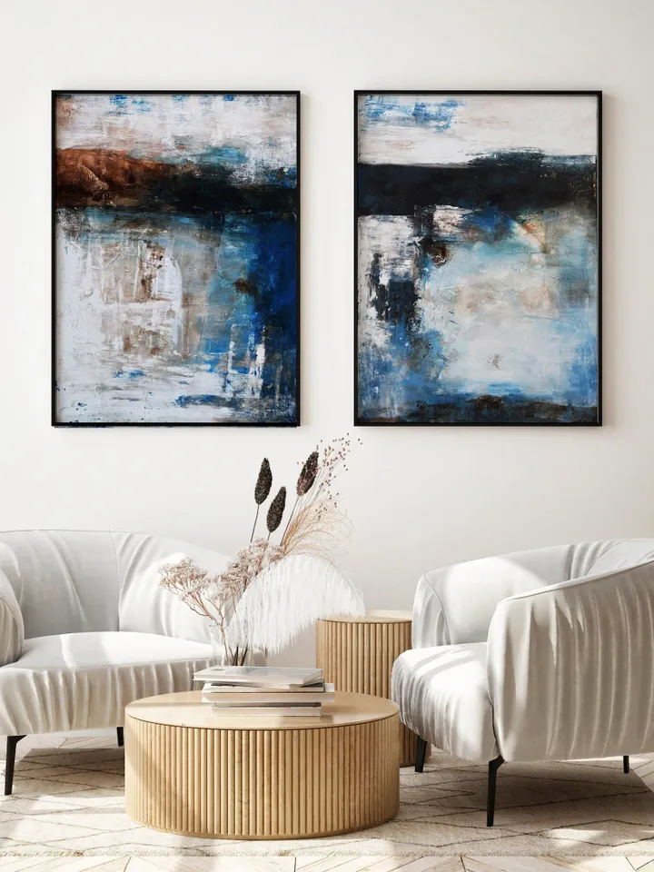 Abstract Painting.Painting on canvas original. Original painting. Modern painting.Blue Painting.Wall Decor.Landscape Painting.Blue