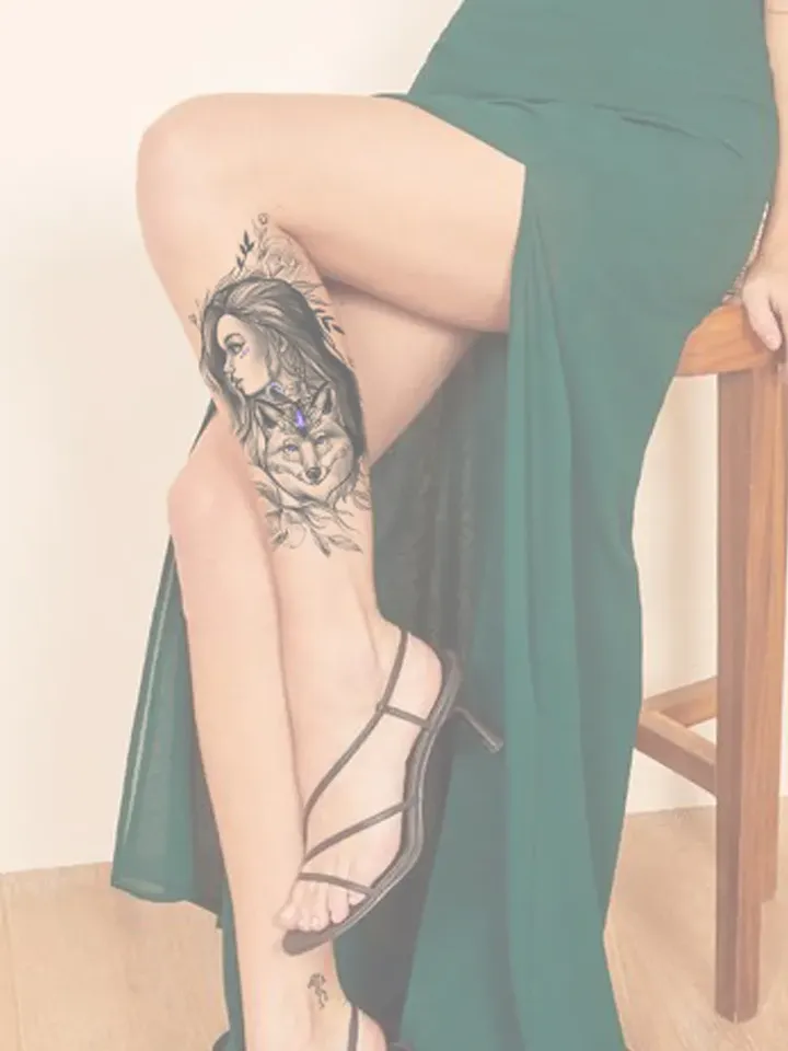 Wolf And Girl Tattoo Design Wolf Tattoo Design Woman Portrait Tattoo Sketch, Instant download JPG, PDF, PNG