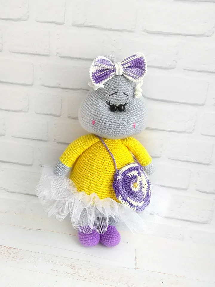Gray knitted hippo Baby toy Zoo animals Cute hippopotamus Safari nursery decor