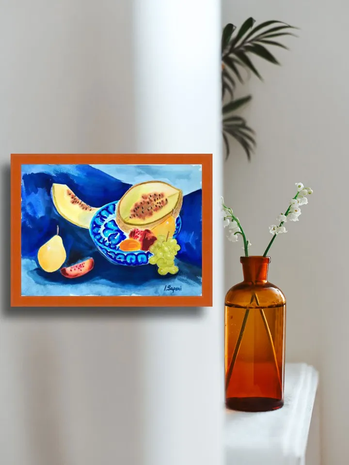 Ukrainian art Still life in watercolor with juicy summer fruits Ukrainian artist Original painting