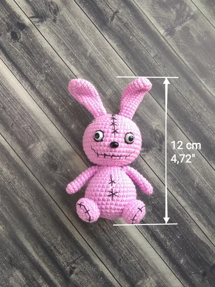Miniature bunny Rabbit stuffed animal Spooky bunny Pastel goth decor Scary art doll Horror stuffed animal Doll handmade