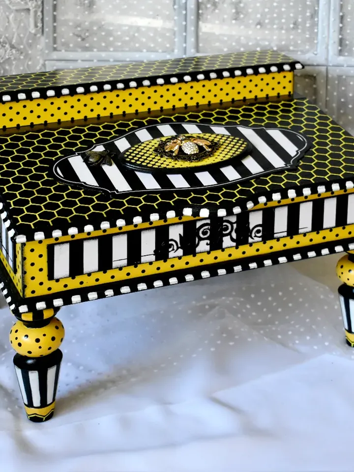 Bureau for papers and documents in black-white-yellow color