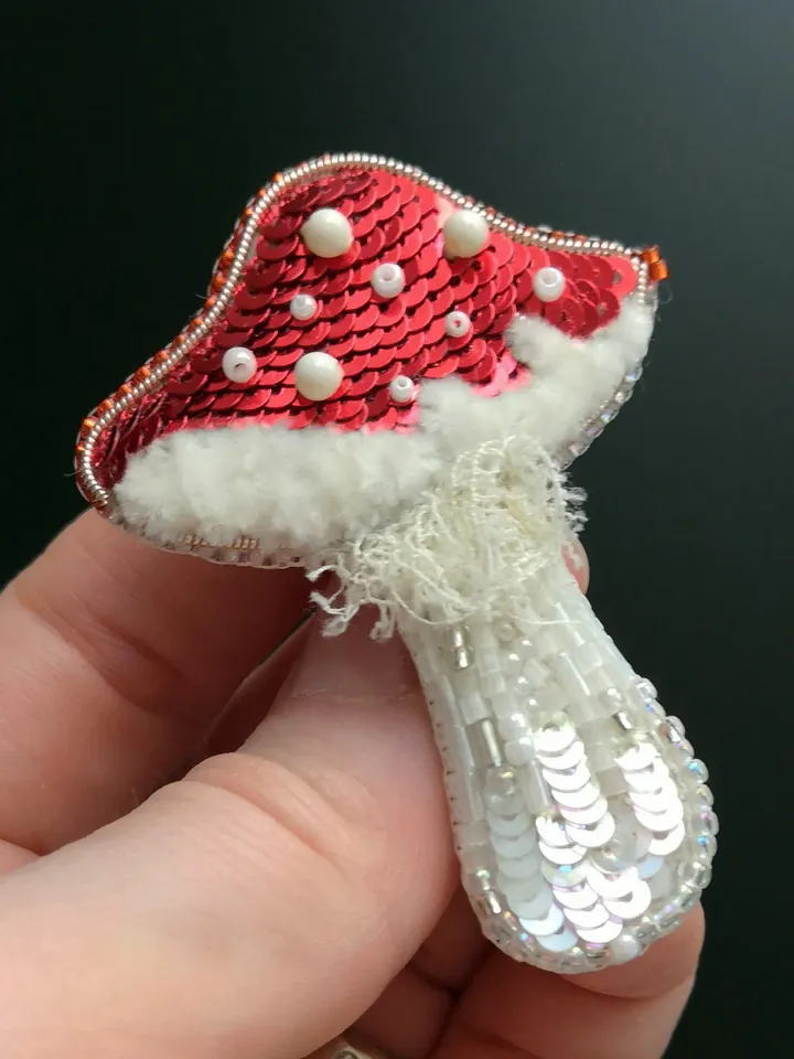 Fly Agaric Brooch Mushroom Brooch beaded brooch