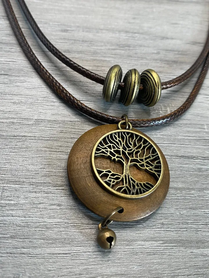 tree of life necklace, boho necklace, tree of life pendant, wooden necklace, wood necklace, western necklace, tribal necklace