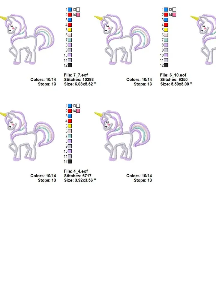 Unicorn girl rainbow shirt Design Applique for Machine Embroidery