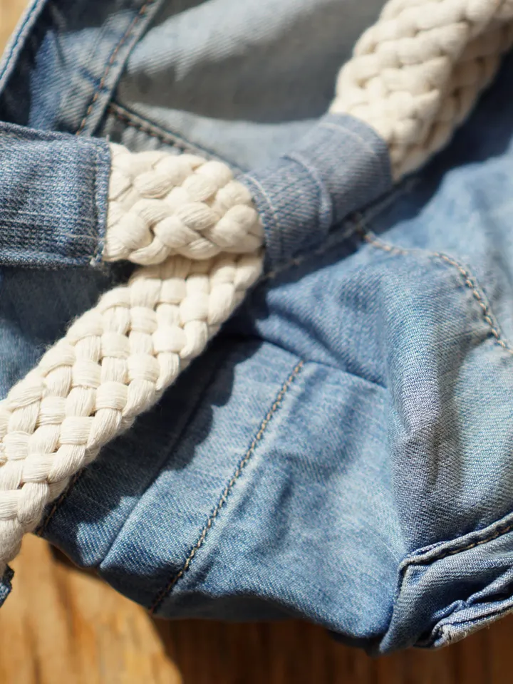 Blue jeans ,old denim bag sack . Upcycling