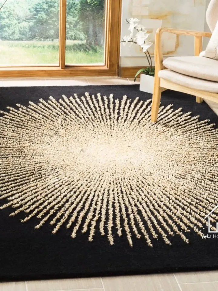 Framis Hand Tufted Woolen & Silk Area Rug For Hall Kitchen Living Room Bed Room Bath Room Dining Room Kid Room Carpet / Hall Rug / Blinking