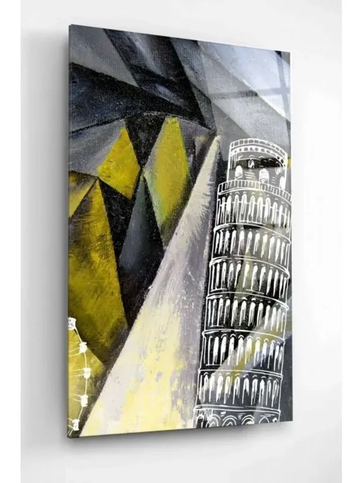 Digi-art Leaning Tower of Pisa Tempered Glass Printing Wall Art , Natural And Vivid Wall Decor , Modern Wall Art, Extra Large Wall Art
