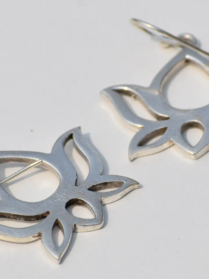 Lotus Flower Earrings, Sterling Silver Earring, Flower Jewelry, Meditation Jewelry, Bohemian Jewelry, Wedding Jewelry, Boho Jewelry, Gift