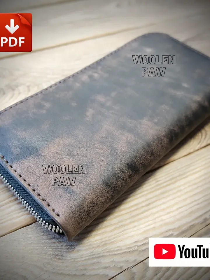 Leather pattern download - Zipper wallet. ZW1