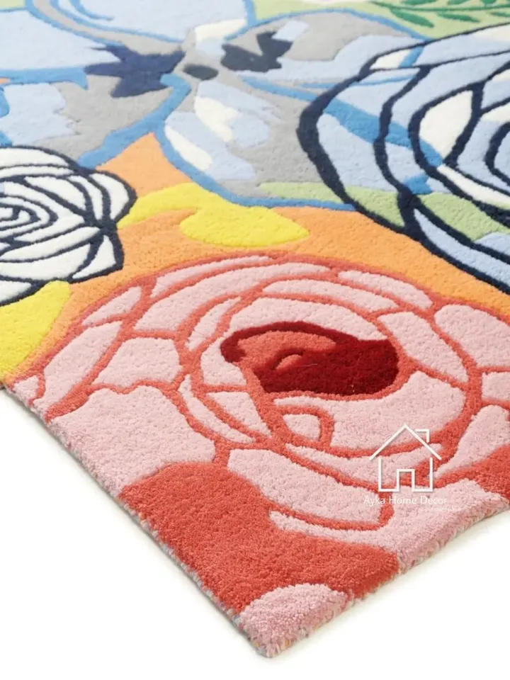 Flower Woolen Area Rug For Hall Kitchen Living Room Bed Room Bath Room Dining Room Kids Room Carpet / Kids Rugs / Customized Available
