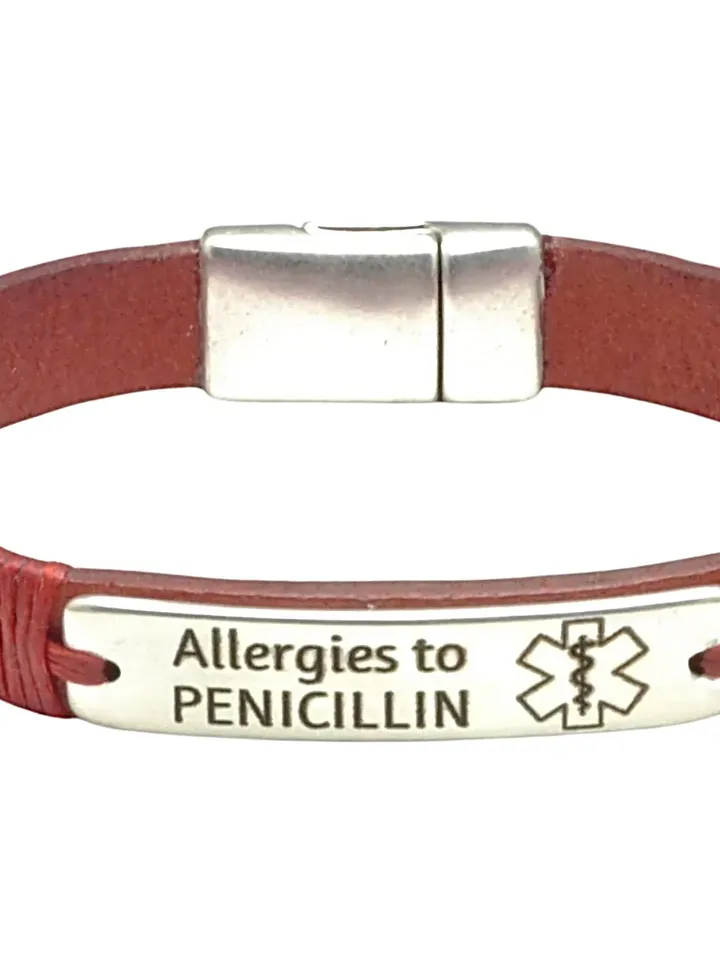 Penicillin Allergy Bracelet, Diabetic PTSD Pace Maker Epilepsy Autism Emergency Alert Bracelet, Christmas bracelet for Men, Women and Kids