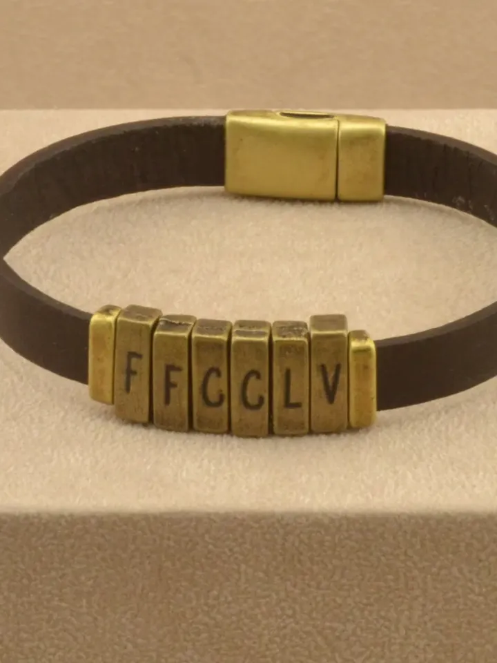 Custom Engraved Family Initials Bracelet | Personalized Charms with Initial or Name | Gifts for Dad / Husband for Father's Day / Birthday