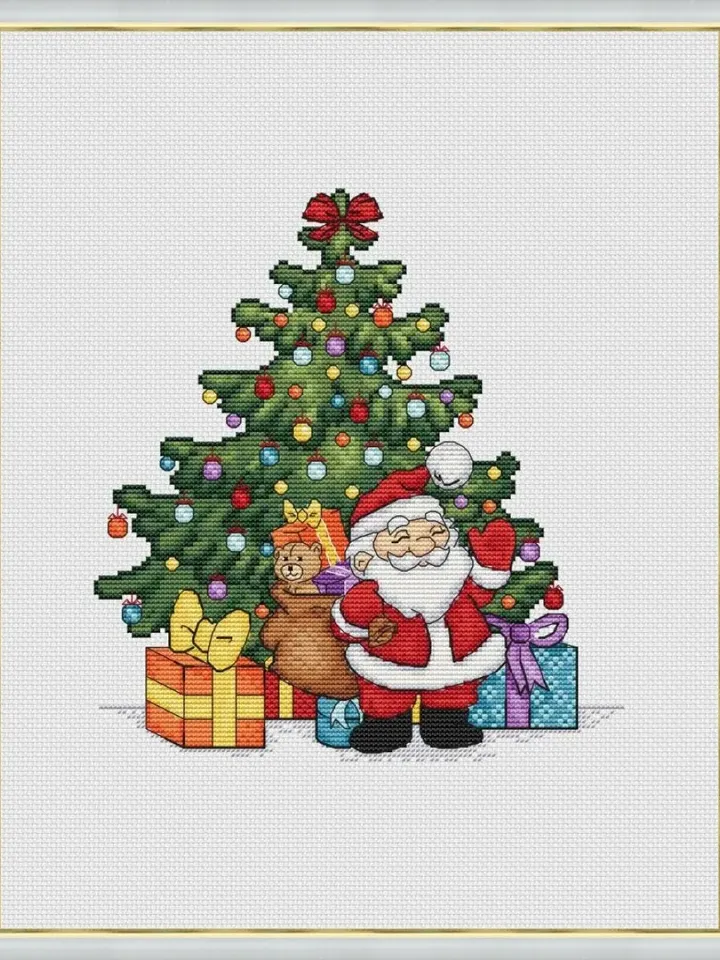 Christmas Santa Cross Stitch Pattern PDF, Winter Counted Cross Stitch, Christmas Counted Cross Stitch Pattern, Instant Download PDF