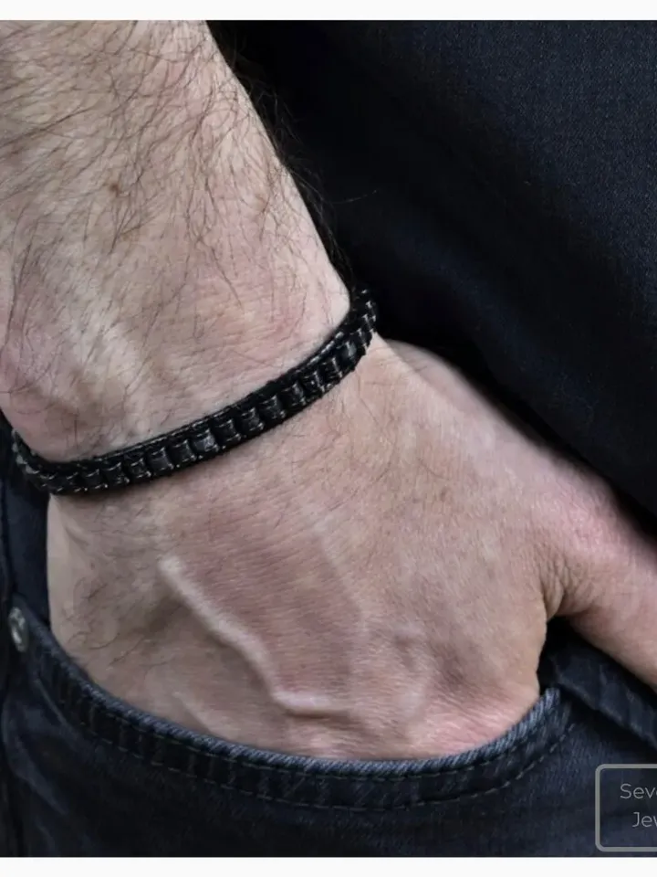 Black Variscite Bracelet, Hematite Gemstone, Slim Arm Band, Gifts For Men, Women, Classy Design Jewelery, Christmas Present, Chic Accessory
