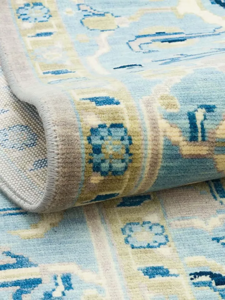 Elevate Your Living Space with a Colorful Modern Oushak Rug from Turkey!