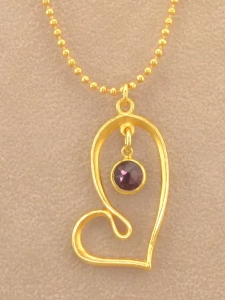 Trendy Heart Necklace with Birth Gemstone, Pretty Gold BIRTHSTONE NECKLACE, Ball Chain Necklace, Anniversary Gift For Mom Sister Grandma