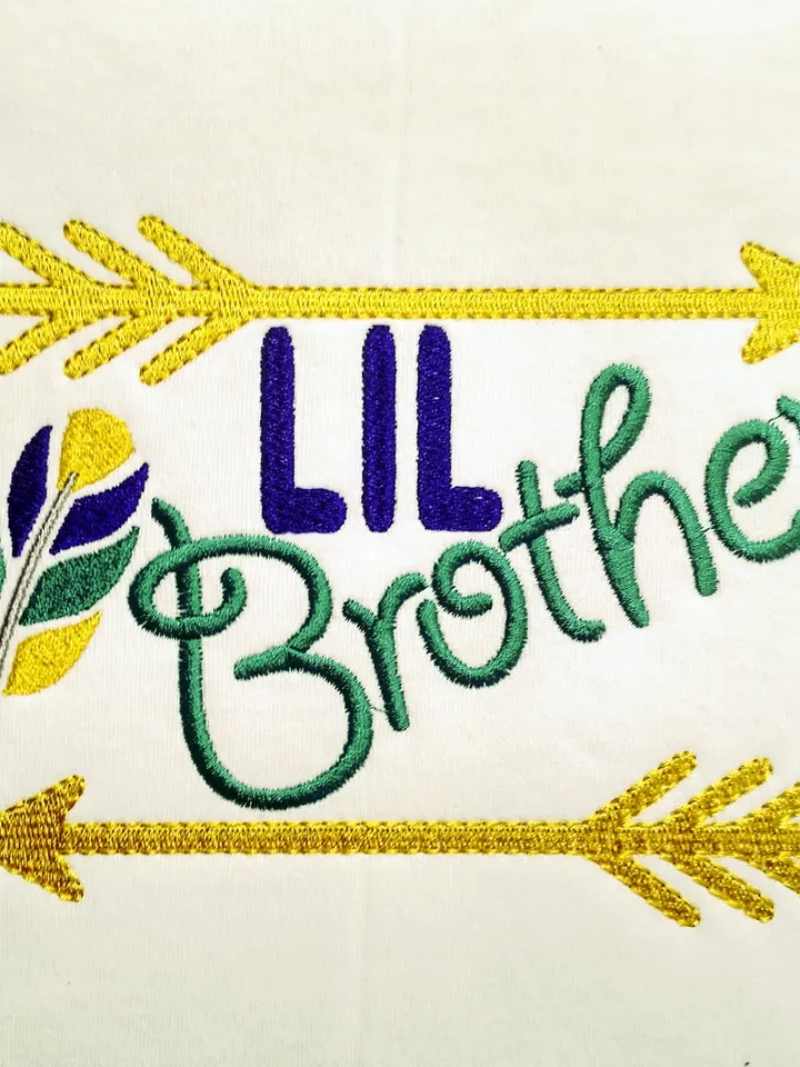 Lil brother Big brother feather & arrows little bro sibling Design for Machine Embroidery
