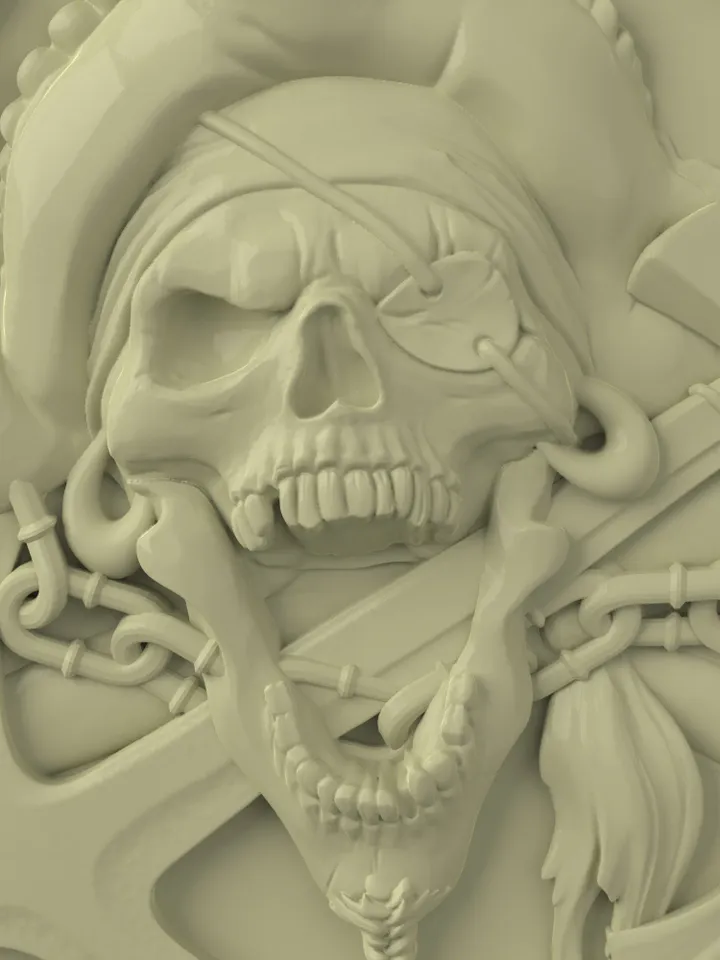 3D Model STL CNC Router file 3dprintable Pirate Flag