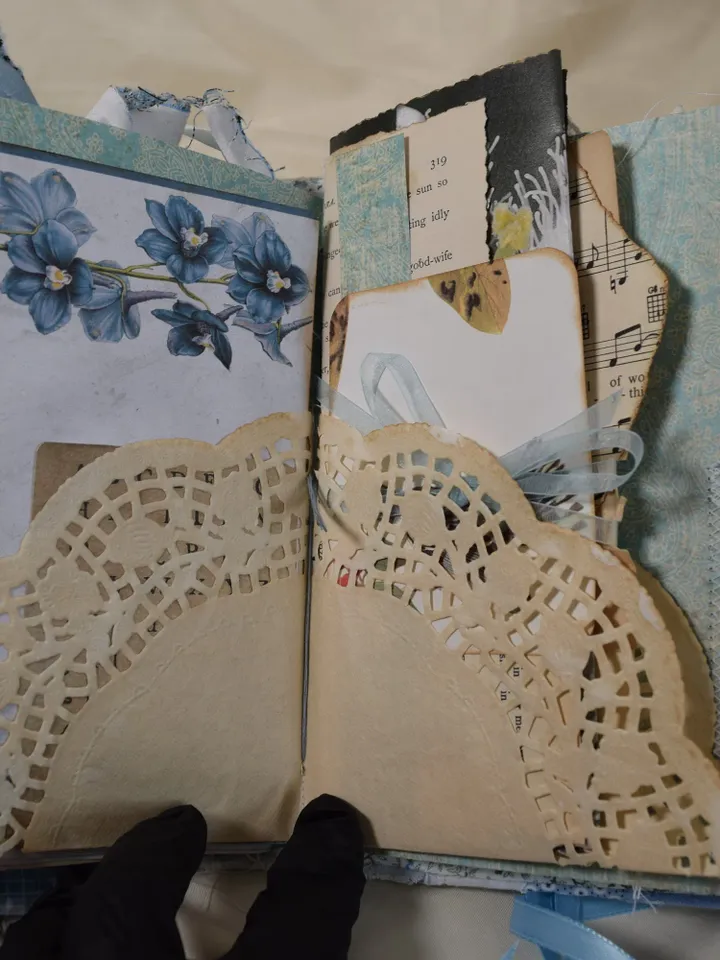 Tranquil Shades of Blue Themed Junk Journal- Hand Made Recycled Journal- Hand Made Personal Journal