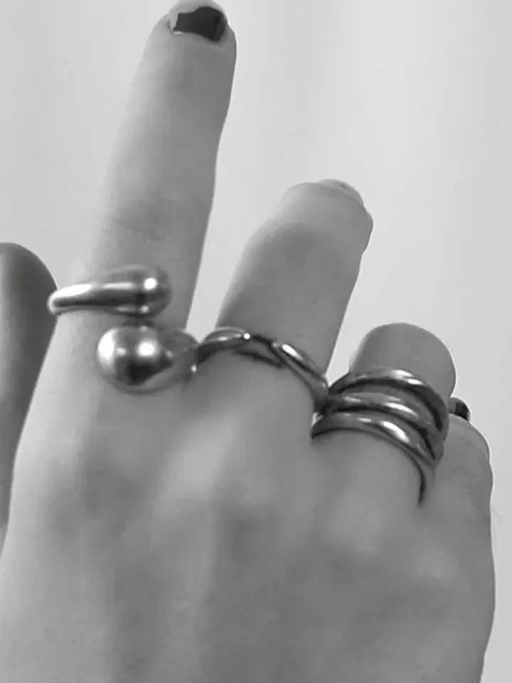 Bold Drop Edges Bypass Ring, Boho Statement Cuff Ring Gold or Silver, Stackable Bohemian Wraparound Ring, Double Wavy Bypass Ring, Open Ring