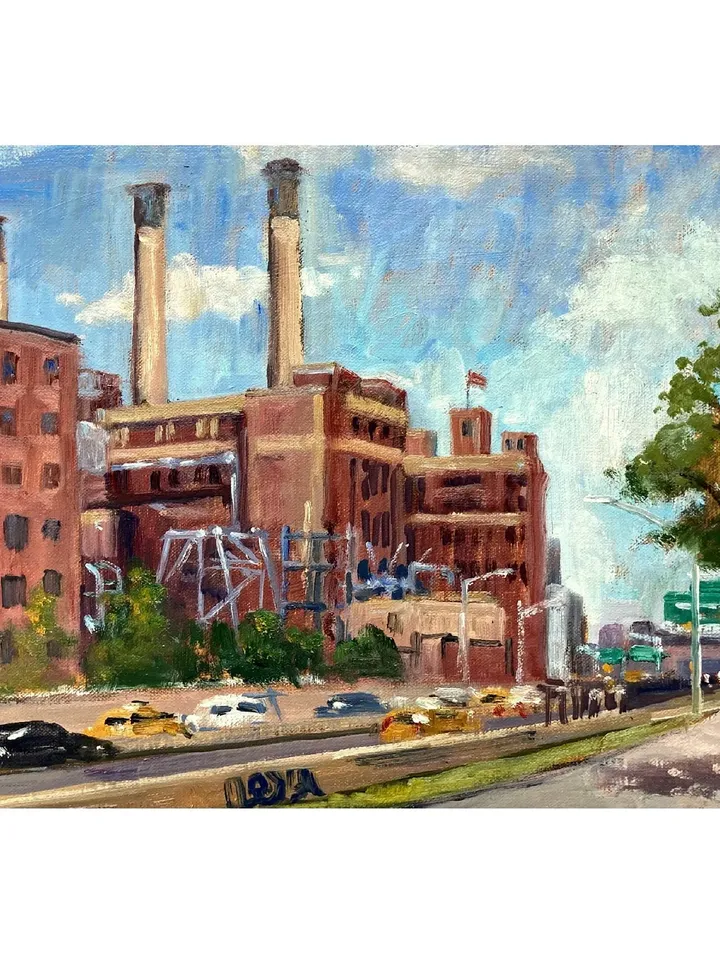 Original New York Cityscape Painting - From East River Park/NYC- 10x16 Oil on Canvas, Impressionist Fine Art, Signed Realist Landscape