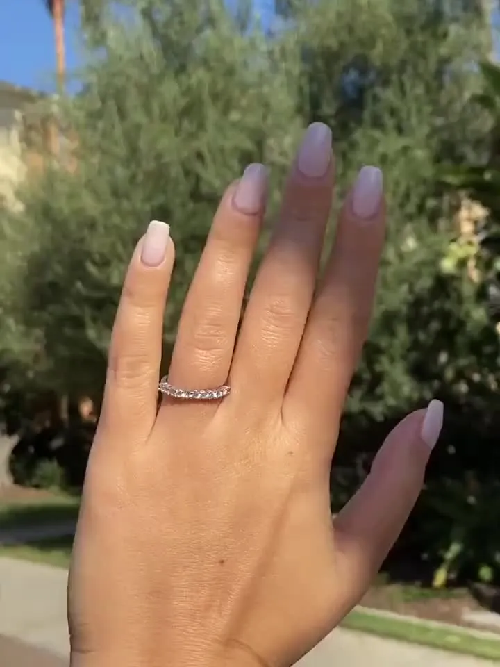 CUSTOM WEDDING RING | 14k Gold Real Diamond Wedding Ring | Half Eternity Modern Wedding Ring | Women Wedding Gift | Handmade White Gold Ring