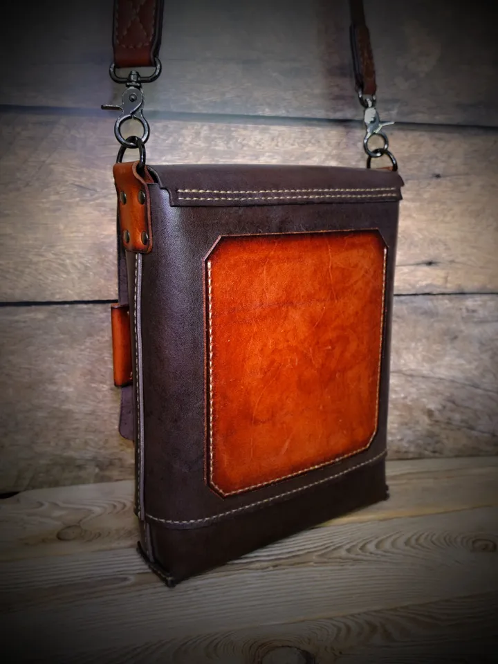Messenger bag with shoulder  belt + tutorial - PDF leather pattern.BG23