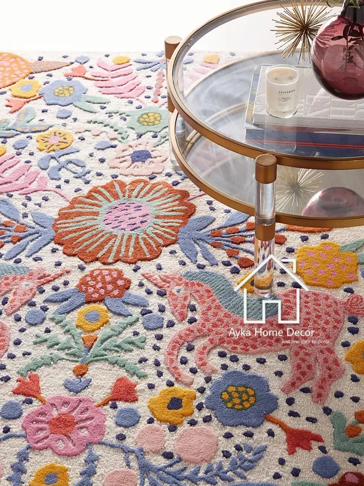 Animo Multi Color Woolen Area Rug For Hall Kitchen Living Room Bed Room Bath Room Dining Room Kids Room Carpet / Handmade Rugs / Christmas