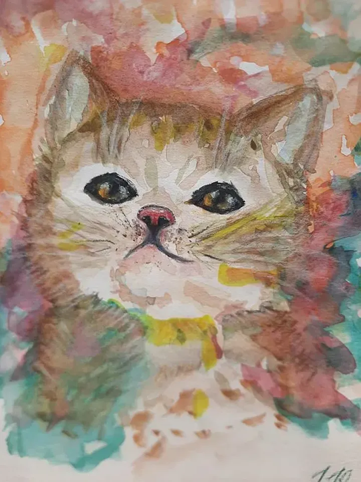 Cat watercolor painting Cat art work