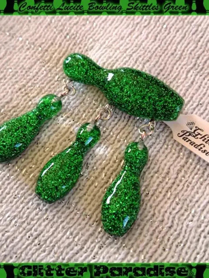 Confetti Lucite Bowling Skittles Green