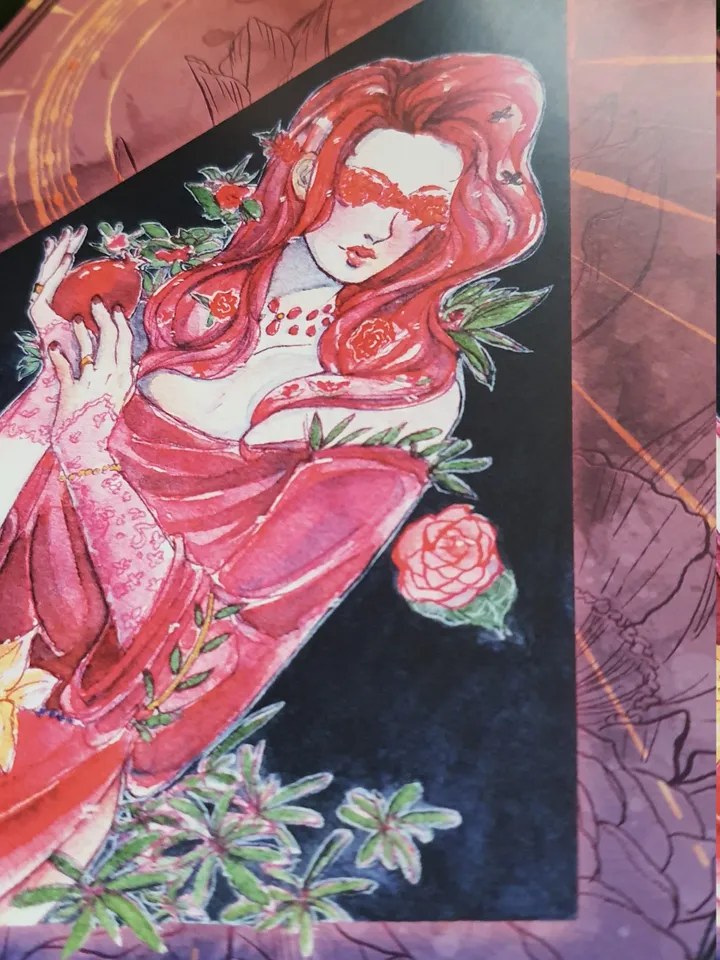 Poster Mixed Media - Aquarell | Persephone | Poster Griechische Mythologie | Greek Goddess | A4 Größe (210 x 297mm, 8,3 x 11,7 Zoll)