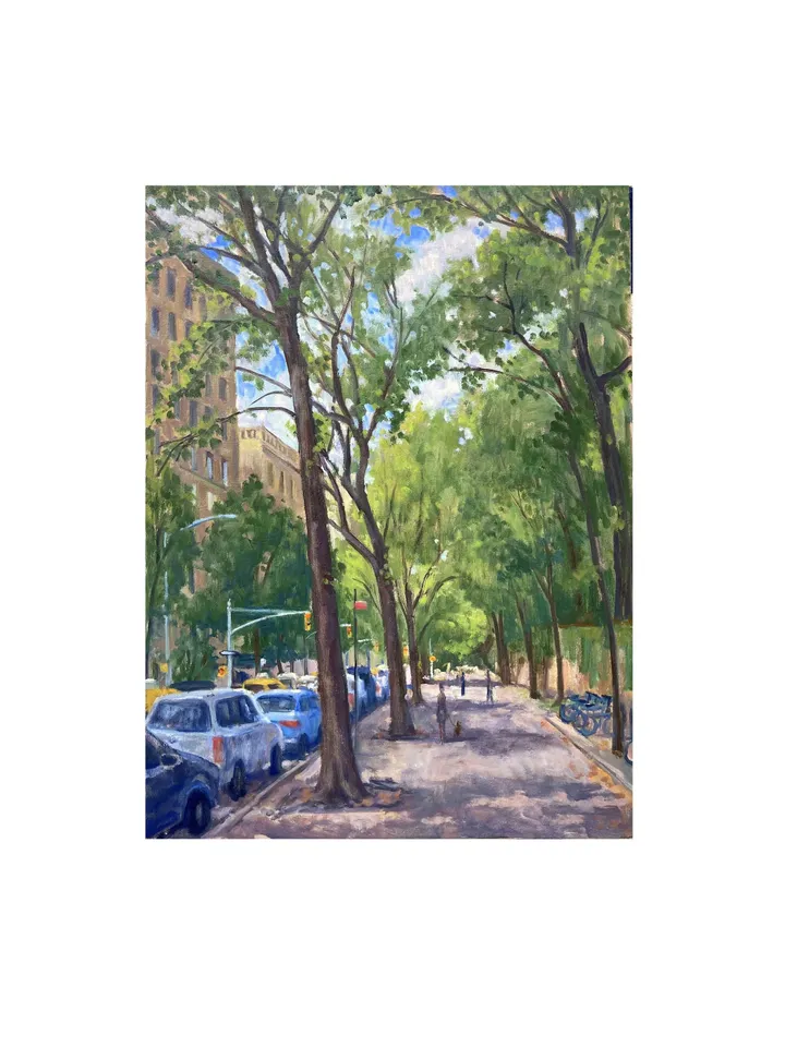 Large New York Cityscape Painting - Along Fifth Avenue/NYC - 18x24 Oil on Canvas, Plein Air Impressionist Signed Original