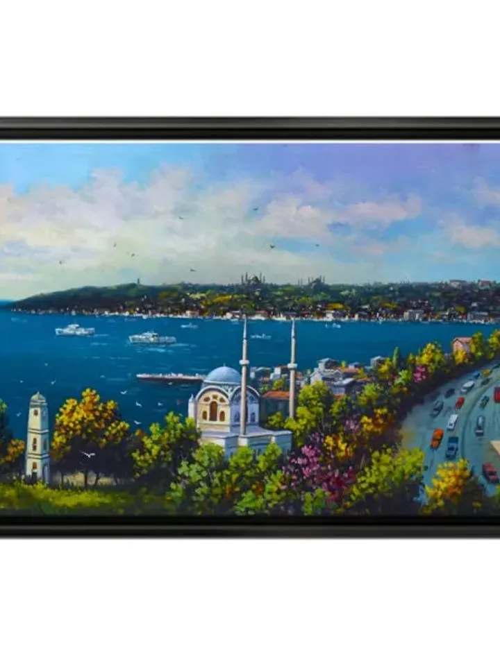 İstanbul Landscape Print on Canvas , Floating Frame Option, Modern Wall Art, Extra Large Canvas Wall Art