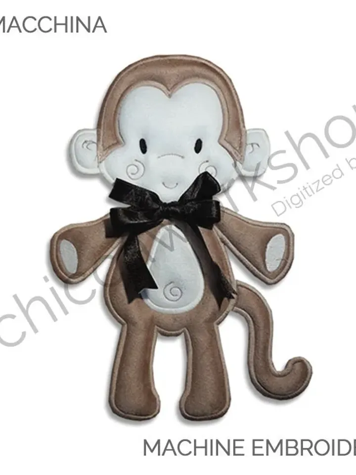 Scimmia Applique Imbottito - Ricamo a macchina con tutorial