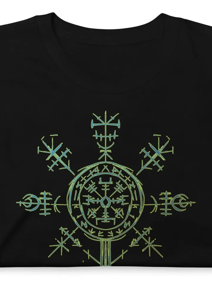 Norse Cross T-Shirt (Unisex) | Nordic Compass Viking Cross, Scribbled Pagan Art, Wheel of Fortune, Vegvisir the Way Shower, Viking Runes