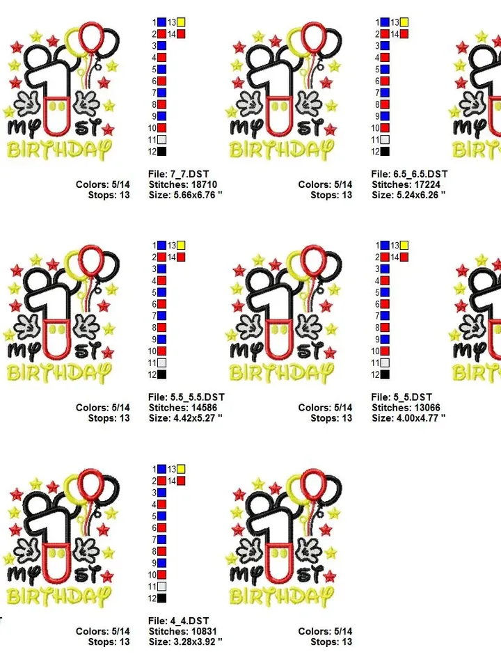 Mouse Number One Cute mouse Happy first birthday Oh Toodles, I'm 1 Design applique for Machine Embroidery
