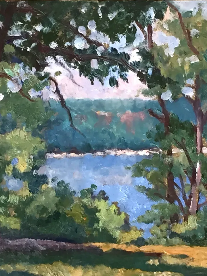 Small New York Landscape Painting -From Ft Tryon Park/NYC - 6x8 Oil on Panel, Plein Air Impressionist American Fine Art, Signed Original
