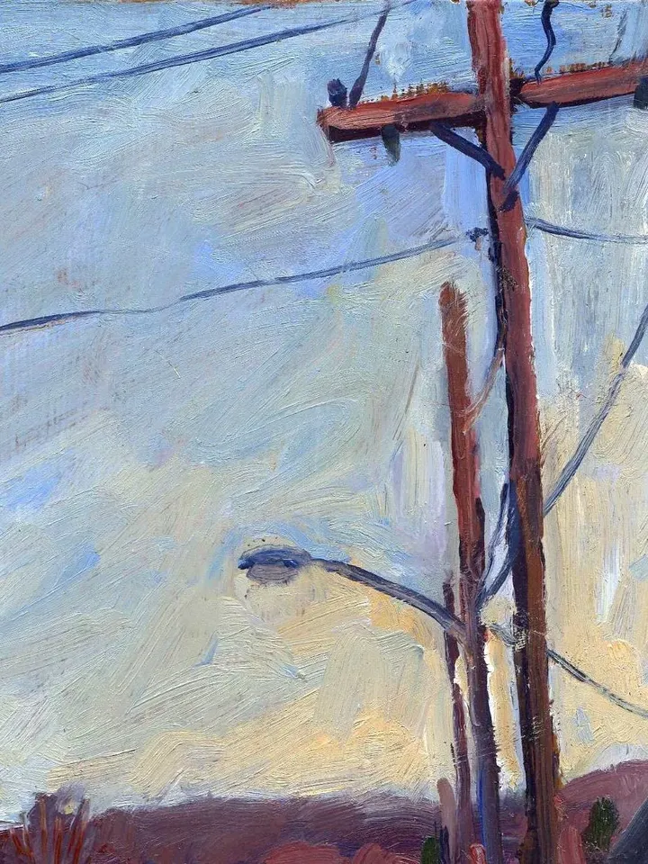 Original Cityscape Painting - Afternoon Light/North Adams- 8x10 Oil on Panel, American Plein Air Impressionist Landscape, Signed Original