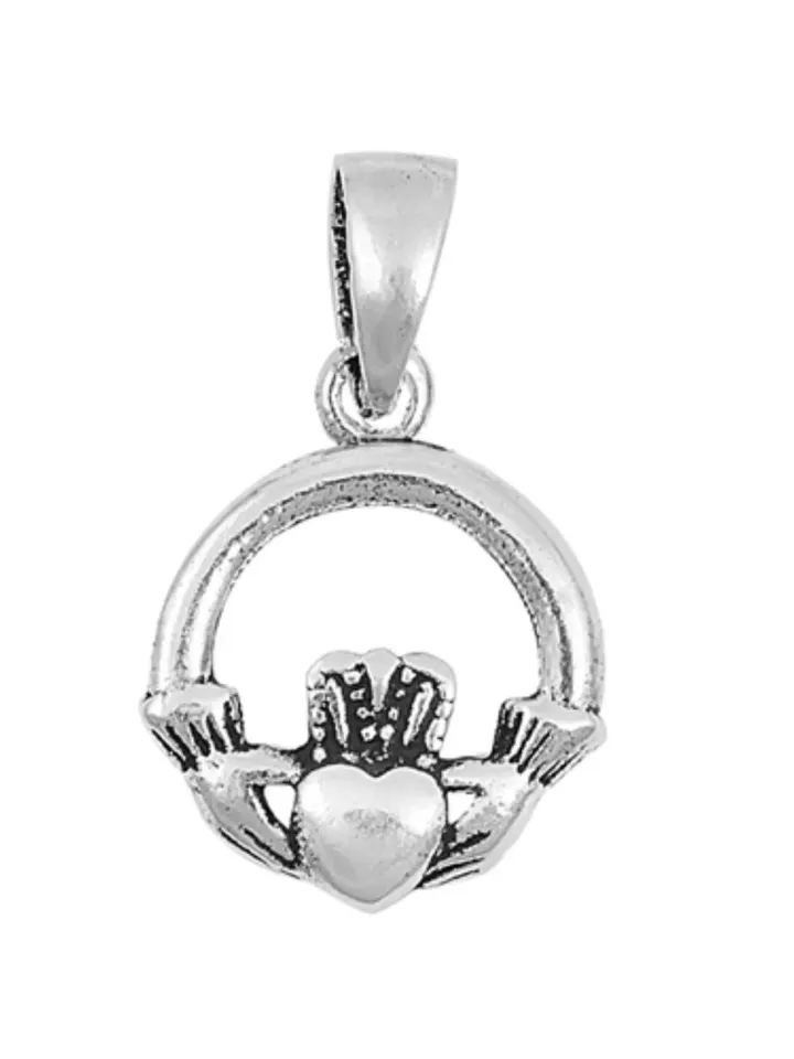 Claddagh Charm, Irish Wedding Necklace Pendant, Celtic Charm, Heart Charm, Sterling Silver Claddagh, Love Loyalty Friendship