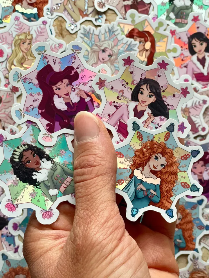 4 Winter Princess Sticker Bundle | Hydroflask Sticker | Laptop Sticker | Sticker | Small Gift | Gift | Holographic