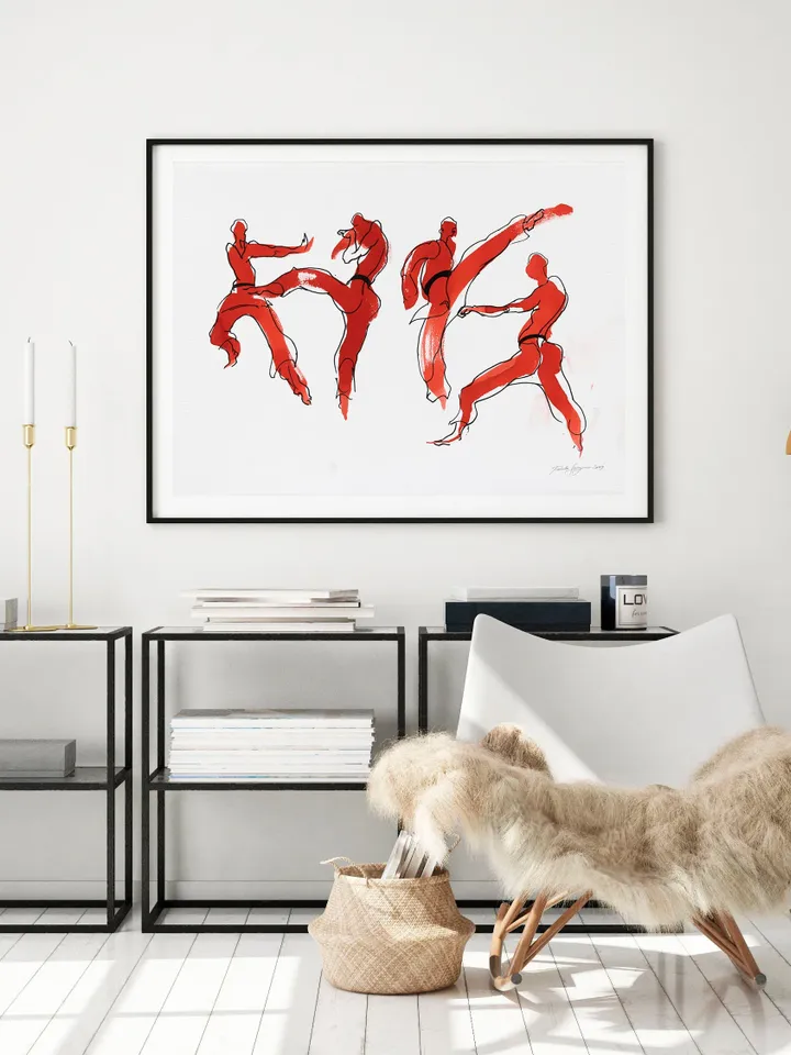 Martial Arts. Original watercolor. Watercolor painting. Karate watercolor.Martial arts watercolor.Figurative art.Huge watercolor.Karate Art